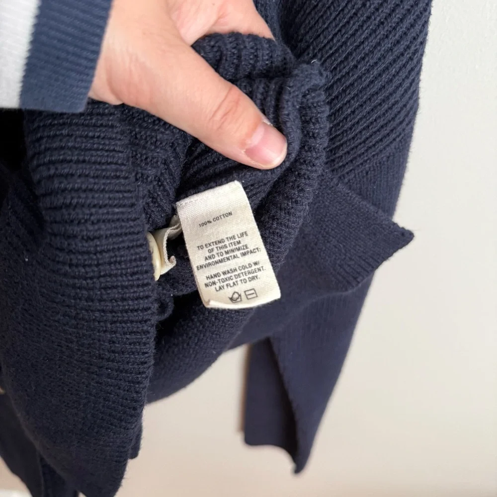 Alex Mill XS Jo Ribbed Cardigan Sweater Navy 100% Cotton VGUC